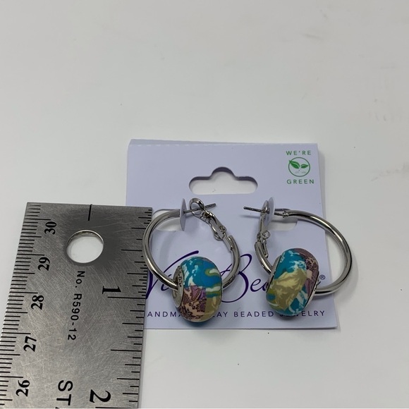 Viva Beads Clay Beaded Earth Design Hoops - Picture 8 of 8